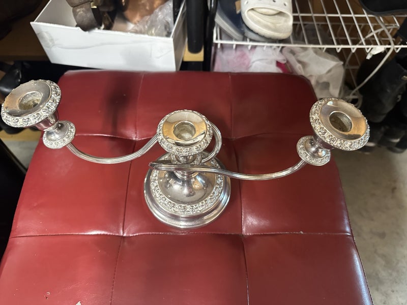 3 point Silver Plate Candelabra Carousel 6