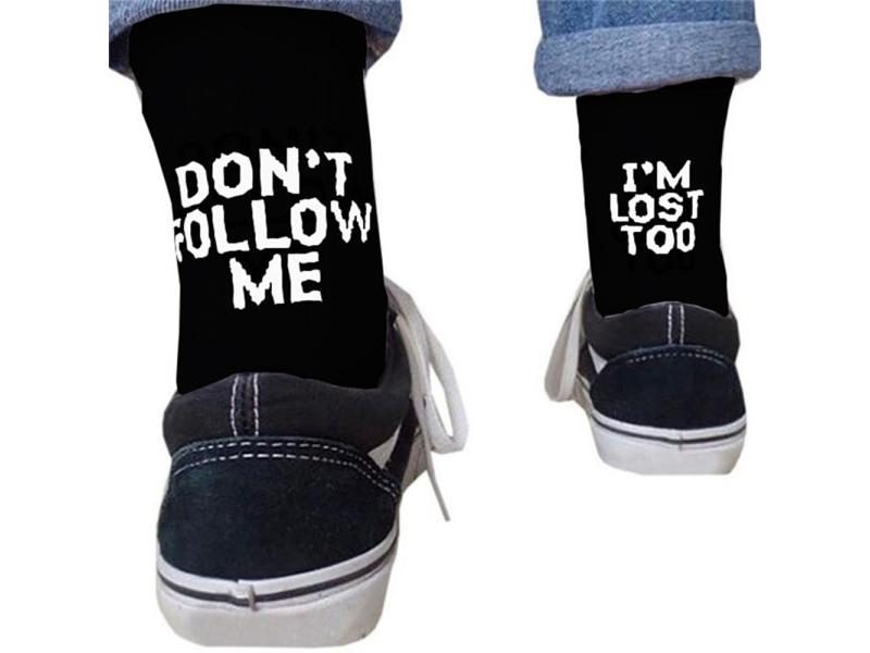 Autumn Winter Men Funny Harajuku Humor Word Printed Socks Creative Hip Hop Carousel 1