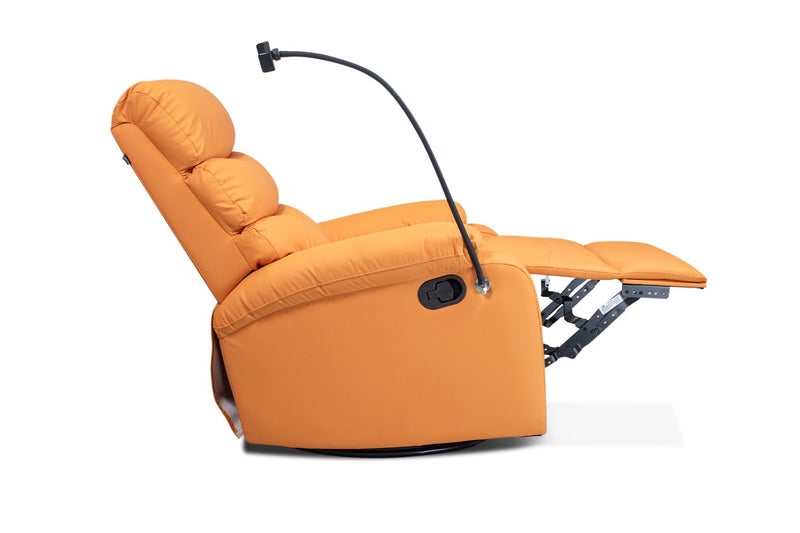 Olivio 360 Swivel Manual Recliner Lounge Chair With Mobile Holder (Orange) Carousel 2