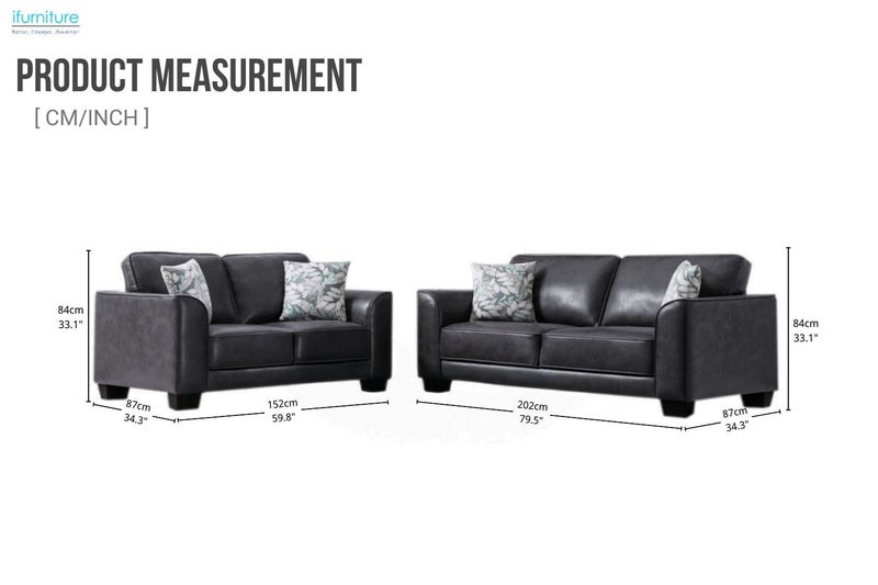 CAMILLA Tech Fabric Sofa Range (Black) - 2 Seater Carousel 2