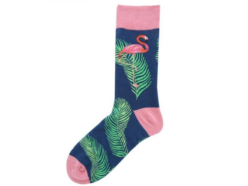 Mens Happy Socks Combed Cotton Flamingo 7colors Autumn Winter Crew Socks Carousel 1
