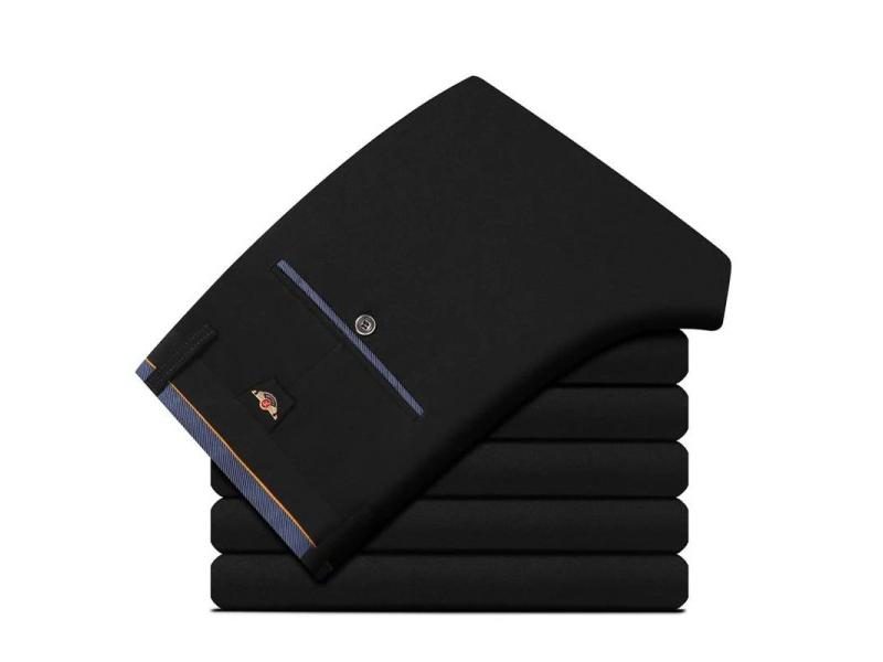 Mens Summer Fashion Business Casual Suit Pants Long Pants Male Elastic Straight Carousel 1