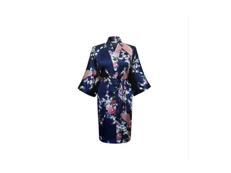 New Summer Style Women's Faux Silk Rayon Robe Kimono Bath Gown S-M-L-XXL Bridal Carousel 1