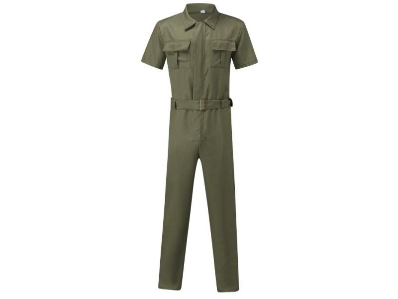 Men's Casual Overalls With Pocket Solid Color Short Sleeve Trousers Jumpsuit Carousel 1