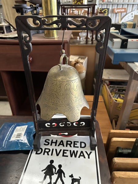 Large Chinese Brass Bell with Gong on a Stand Carousel 4