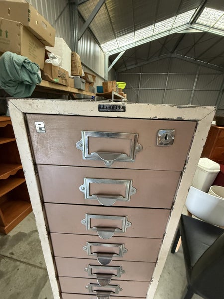 Antique Prevdex Lockable 15 Draw Metal Filing cabinet with metal draws Carousel 2