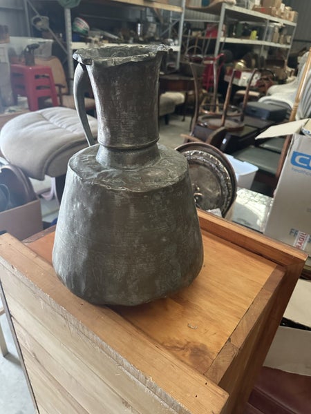Antique Beaten Copper Water Vessel Jug Carousel 6