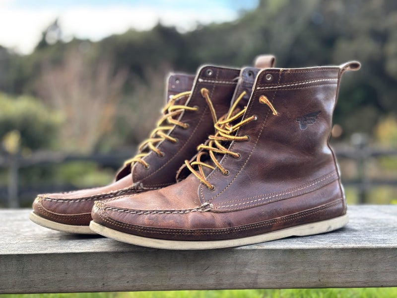 Red Wing J Crew Wabasha Moc Style Leather Boots Size US 11 E UK 10 Carousel 1