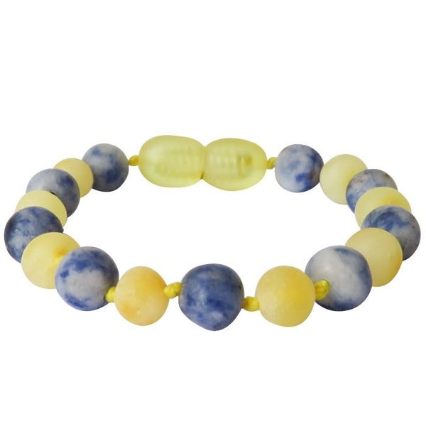 Amber Teething Bracelet / Anklet - Raw Butter & Blue Spot Jasper Carousel 1