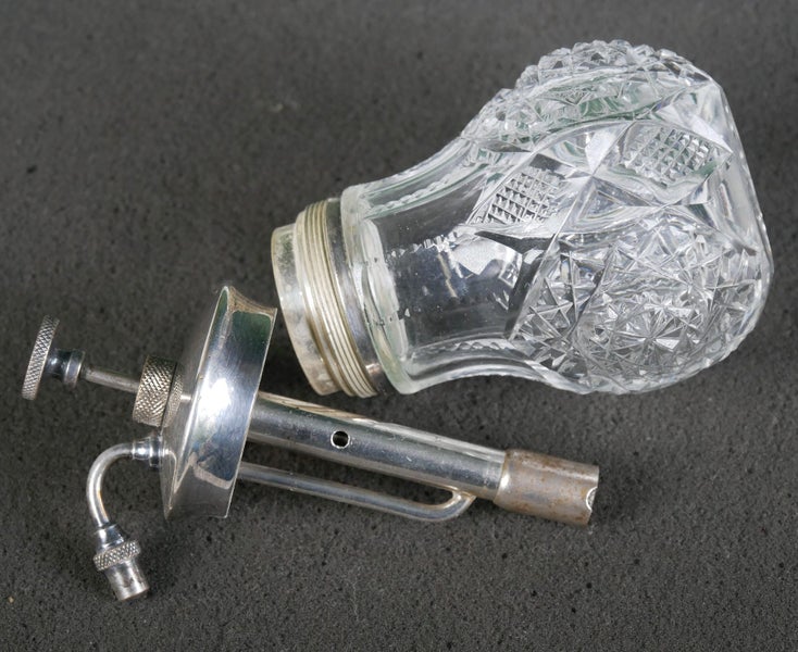 Antique Early 20th Century Silver Plate Crystal Scent / Perfume Mister Carousel 2