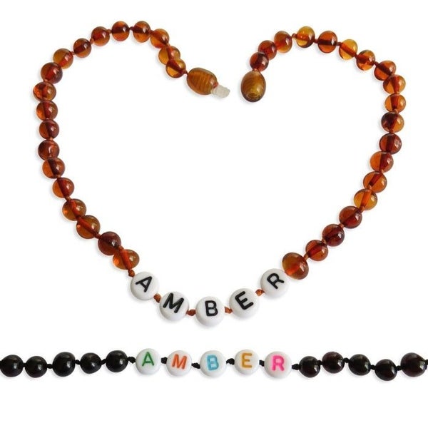 Custom Name Amber Teething Necklace Carousel 2