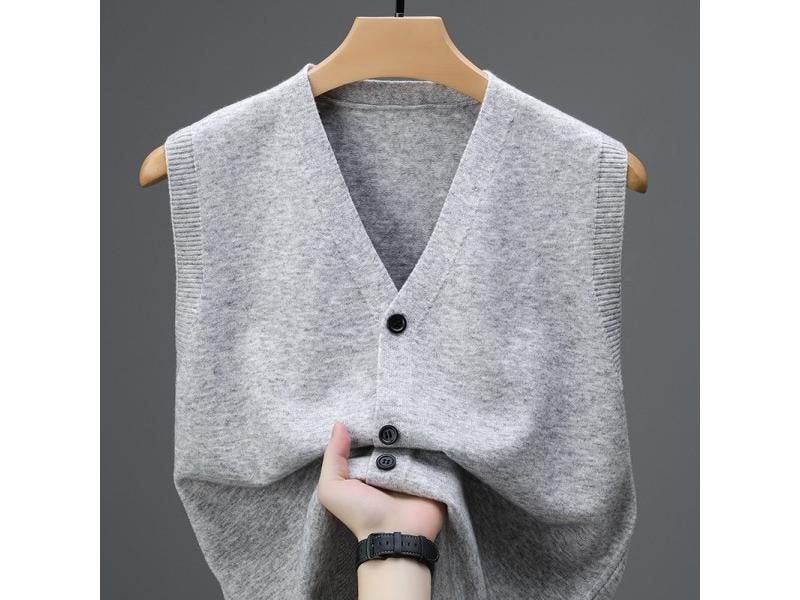 Single Breasted Pullover Autumn Sleeveless Vests Men Work Sweater Knitted Male Carousel 1