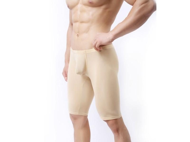 Sexy Men U Pouch Transparent Capris Sexy Ice Silk Pants Low Waist Five Pants Carousel 1