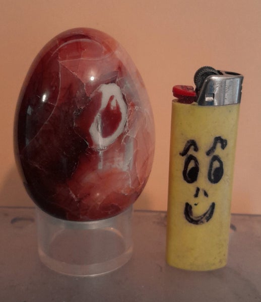EGG HIGHLY POLISHED , LARGE JASPER EGG WITH STAND. LOT 1 Carousel 1