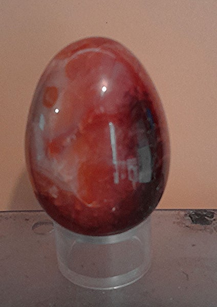 EGG HIGHLY POLISHED , LARGE JASPER EGG WITH STAND. LOT 1 Carousel 4