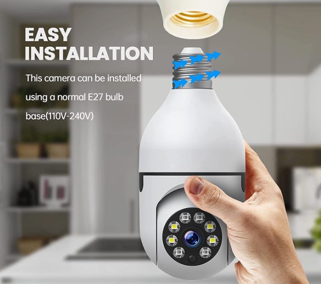 Wireless Light Bulb Security Camera 1080P WiFi Smart Motion Detection Carousel 1