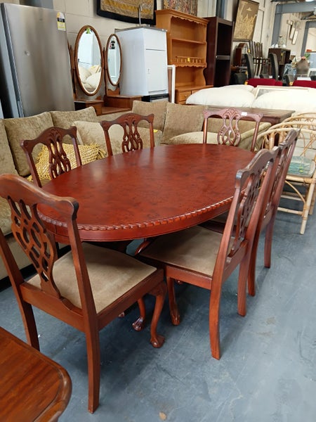 1278 7 PIECE BURR WALNUT DINING SUITE Carousel 1