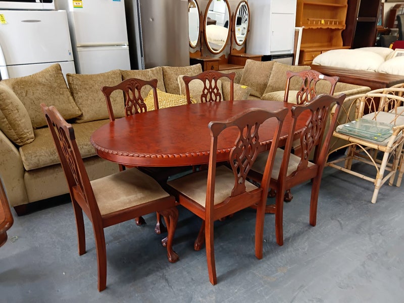 1278 7 PIECE BURR WALNUT DINING SUITE Carousel 2