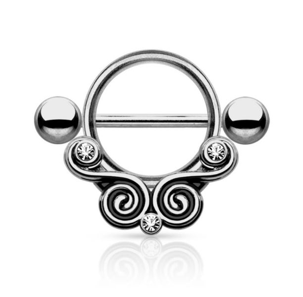 Lace Swirl with Clear Gems Nipple Sheild. Carousel 2