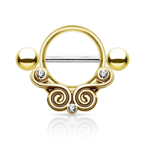 Lace Swirl with Clear Gems Nipple Sheild. Carousel 4