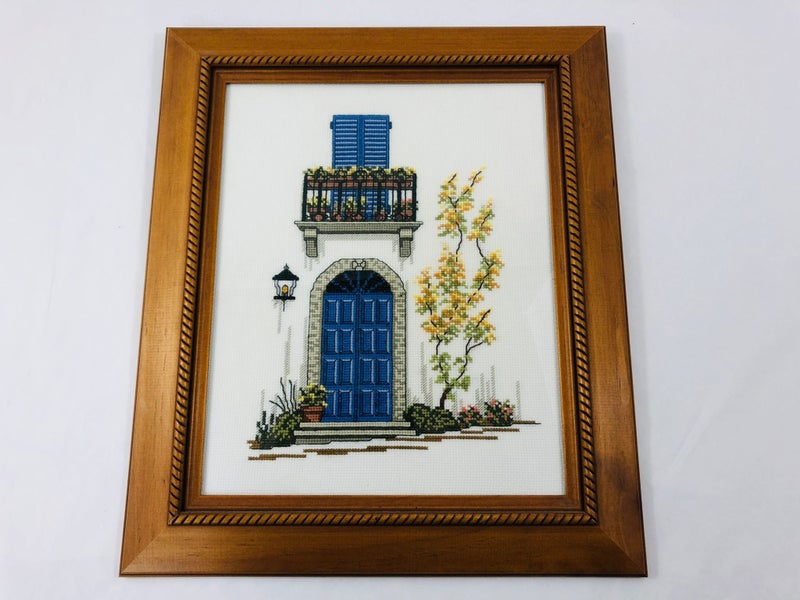 Framed Needlepoint - Door / Balcony Scene (21009) Carousel 1