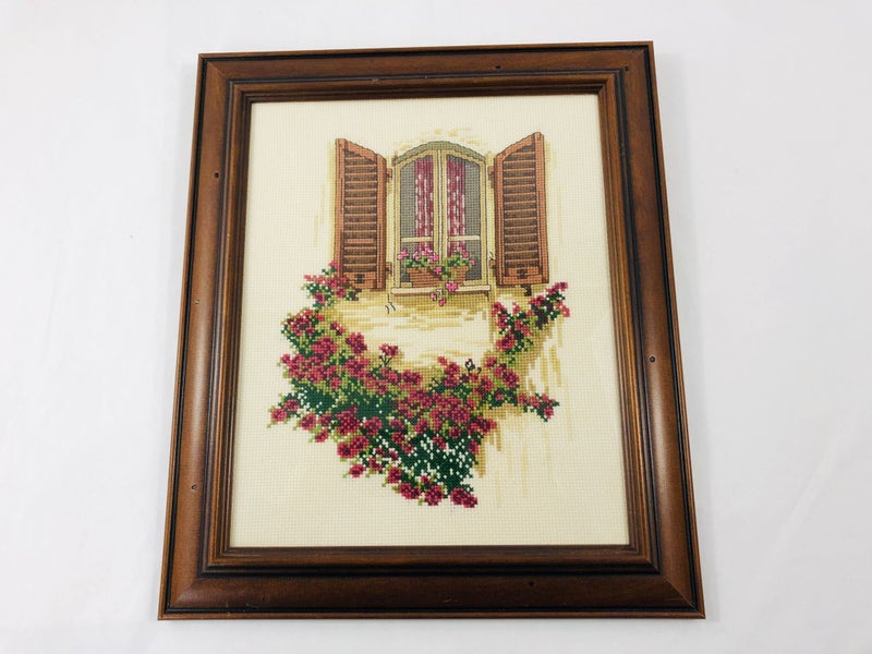 Framed Needlepoint - Window with Shutters Scene (21010) Carousel 1