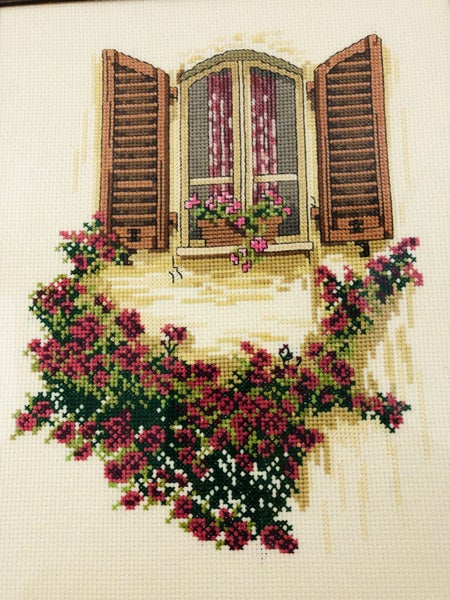 Framed Needlepoint - Window with Shutters Scene (21010) Carousel 2
