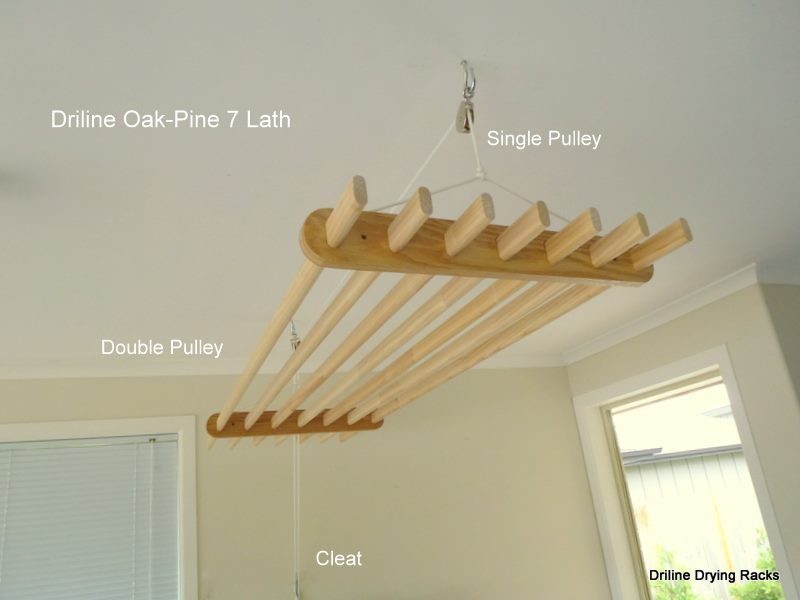Hanging Drying Rack DRYLINE Oak-Pine 7 Lath Slimline Carousel 1