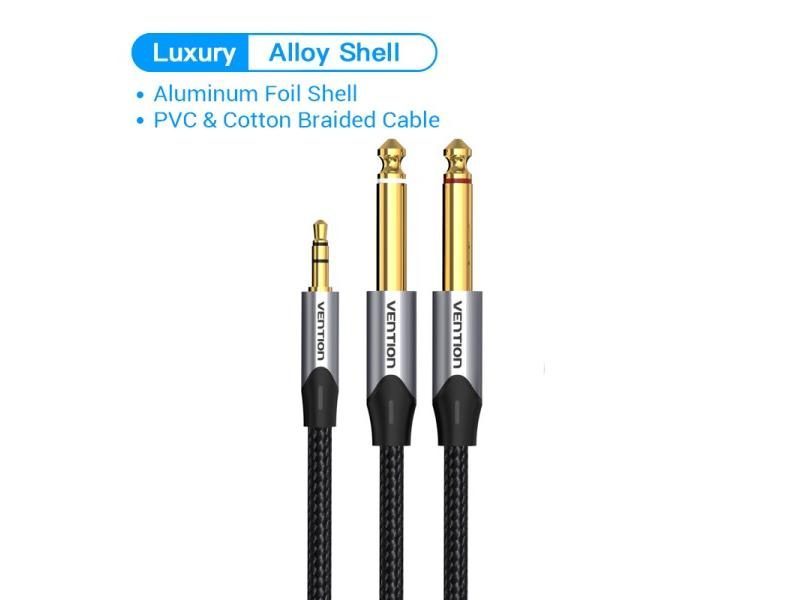 3.5mm To Double 6.5mm TRS Cable For Mixer Amplifier 6.35mm Adapter Carousel 1