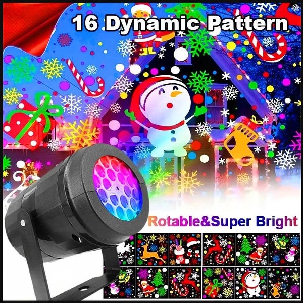 USB-Powered Rotating 16 Pattern LED Projection Light - Snowflake, Christmas Carousel 1