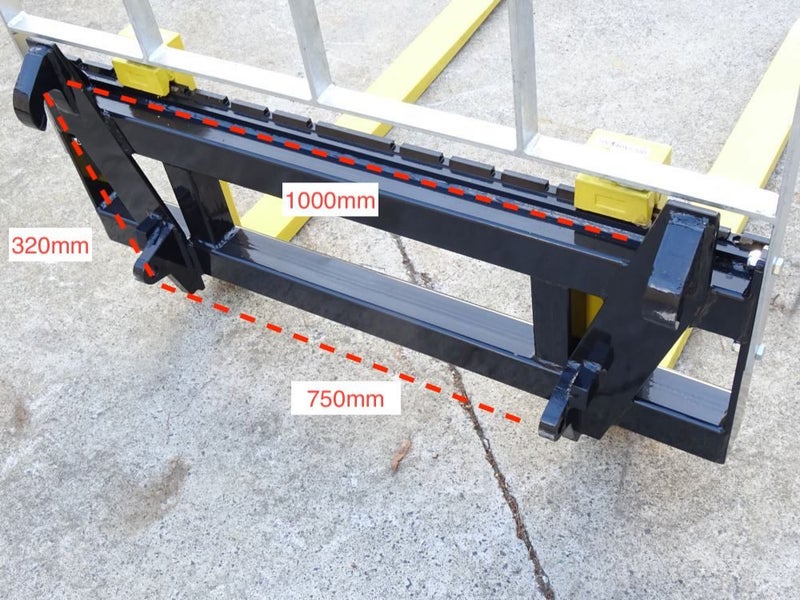 Loader Pallet forks Euro hitch 2500KG with 1200mm long adjustable tines62949053001091113