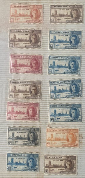 !! Rare Mint 1946 British Colonies Peace Issue Stamps !! Carousel 2