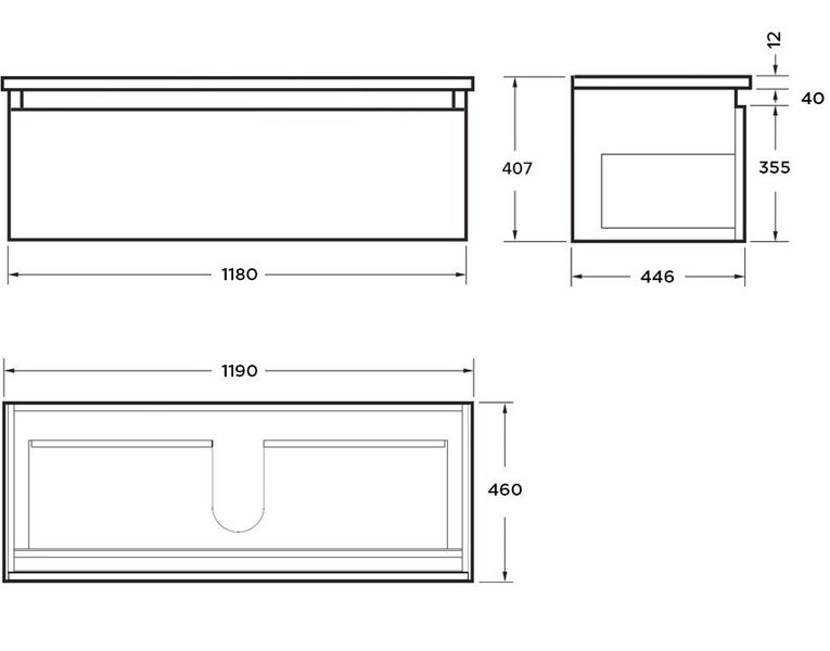 EX-DISPLAY - TERINA X PRO 1200 WALL VANITY 1XDRW - ELESTONE STARLIGHT 12MM Carousel 2