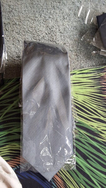 3 PLAIN MENS TIES SCARF QUEEN BROWN GREY BLUE Carousel 2