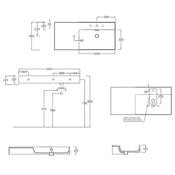 DELETED LINE - KIUB 1010 RIGHT HAND WALL BASIN WHITE Carousel 2