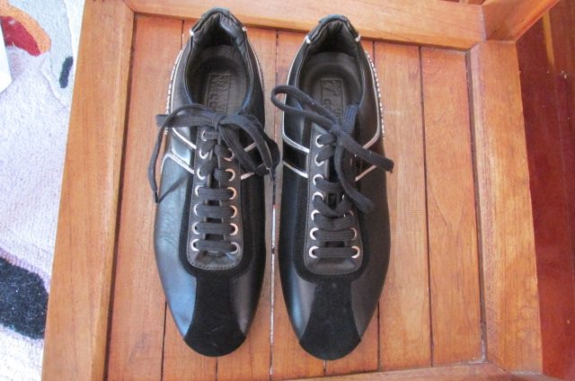 Versace Collection black leather/suede low trainers, new sz 10 Carousel 2