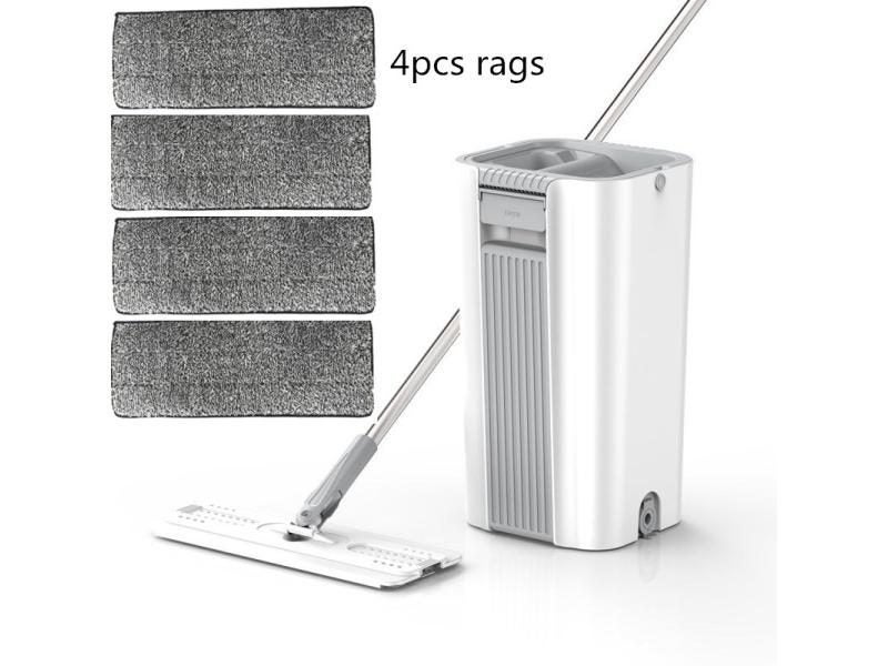 Hard Floor Wooden Flat Mop Bucket Set With Self-wringing For Tile Mopping Carousel 1