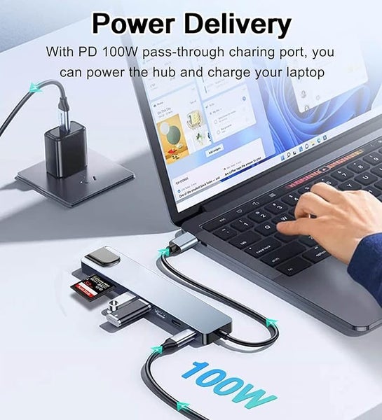 8-in-1 USB-C Hub, USB 3.0, SD/TF card reader, docking functionality. Carousel 1