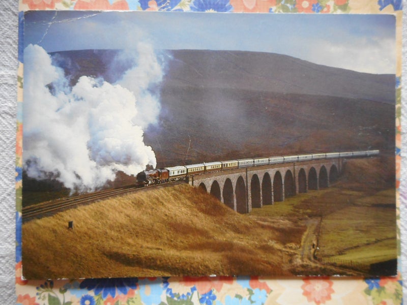 "Duchess of Hamilton" and Train crossing Dandry Mire Viaduct, Cumbria Postcard Carousel 1