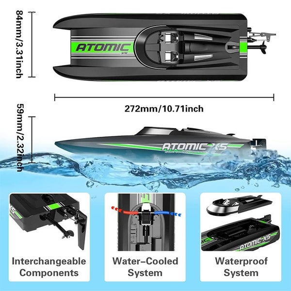 Remote Control Boats 20+MPH with Reverse Function for Pools-Green Carousel 2