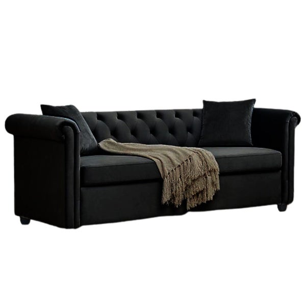 Brookfield Velvet 3 Seater Sofa Black Carousel 1
