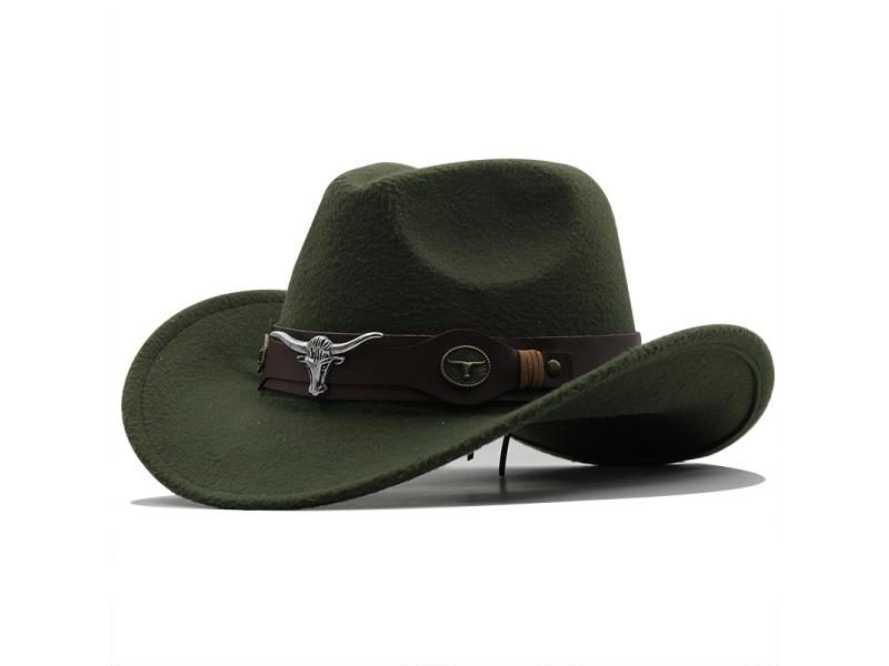 New Wome Men Black Wool Chapeu Western Cowboy Hat Gentleman Jazz Sombrero Carousel 1