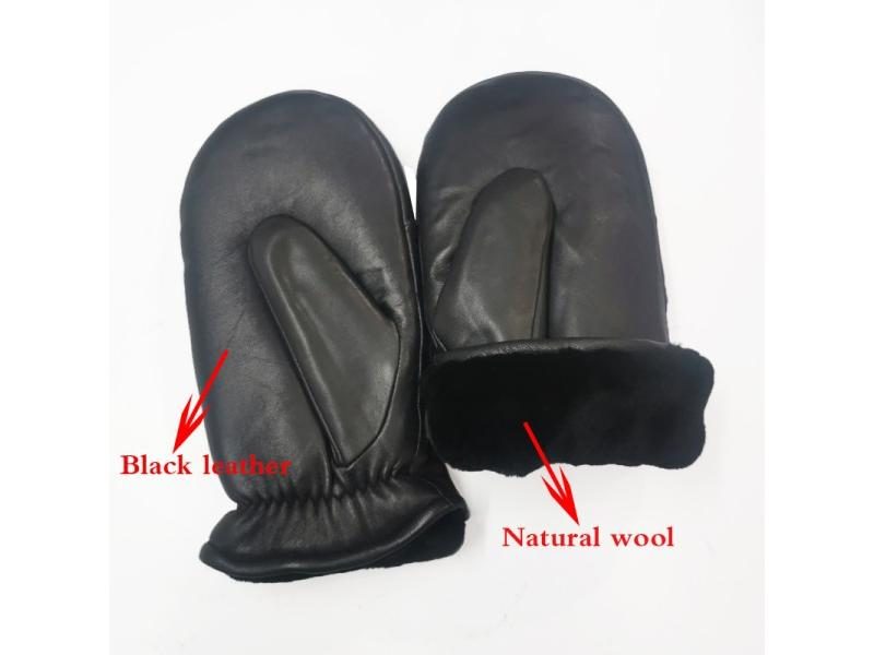 Men's Gloves Leather Warm Outdoor In Winter Double Layer Sheepskin Windproof Carousel 1
