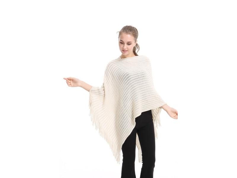 Casual Knitted Women Poncho Plus Solid Scarf Striped Sweater Winter Tassel Thin Carousel 1