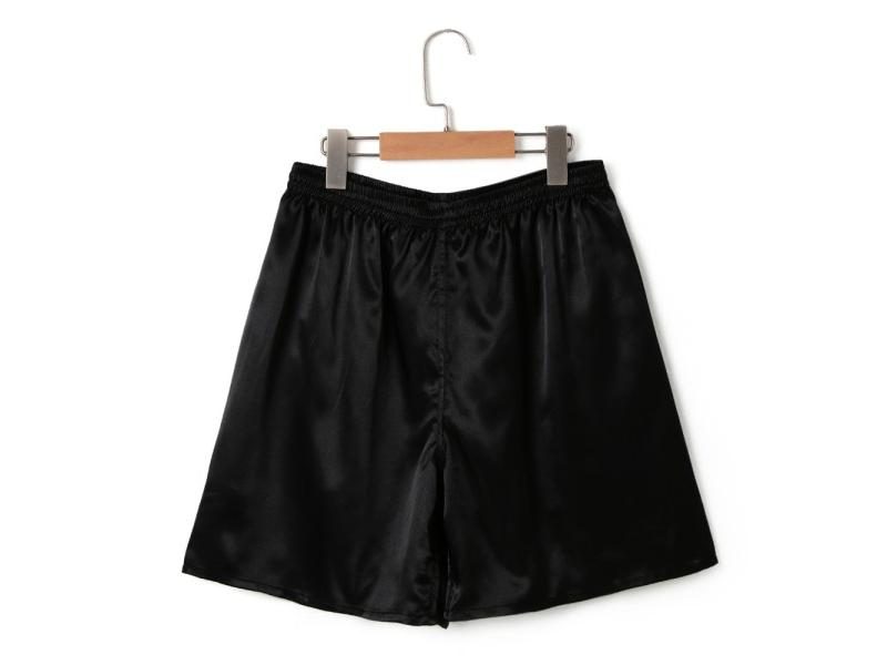Summer Men Fashion Homewear Robes Shorts Pure Color Silk Satin Pajama Sleepwear Carousel 1