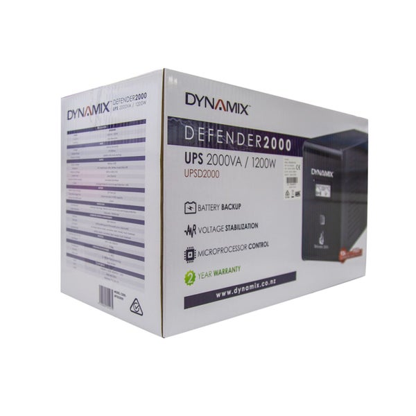 Dynamix UPSD2000 Defender 2000VA(1200W) Line Interactive UPS, 3x NZ Power Carousel 3
