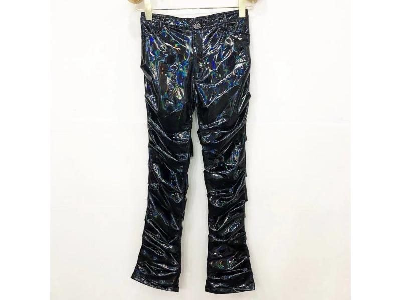 Douba Star Magic Color Mirror Wrinkled Horn Leather Pants Men's Plus Size Carousel 1