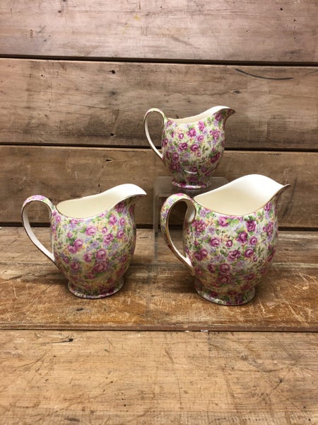 Trio of Royal Winton English Rose Jugs - $1 RESERVE Carousel 1