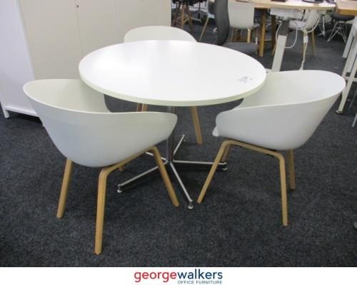 PR5861 White Round Meeting Table + 3 Tub Chair Set Carousel 3
