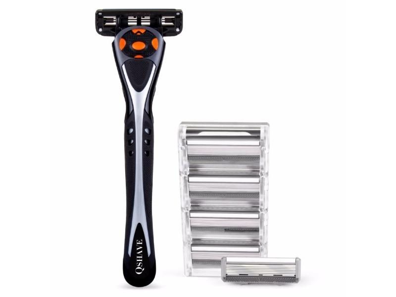 QSHAVE Black Spider Man Manual Great Shaving Razor Shaver (1pc Handle 6pc X6 Carousel 1